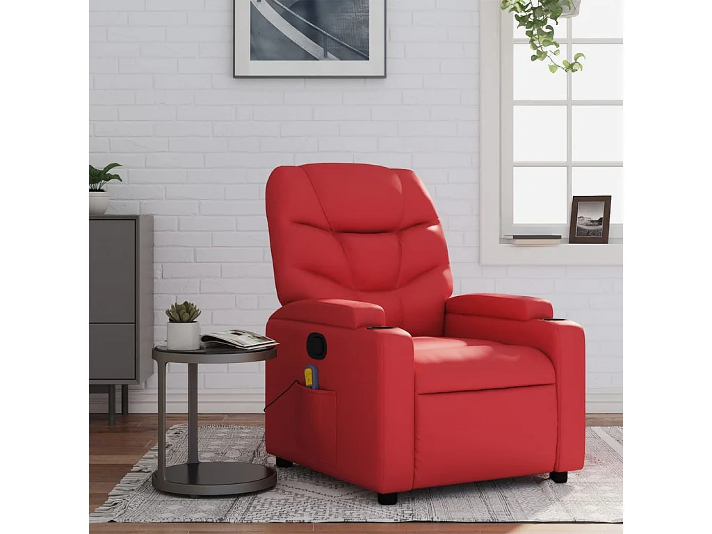 Fauteuil de massage inclinable rouge similicuir REO69341