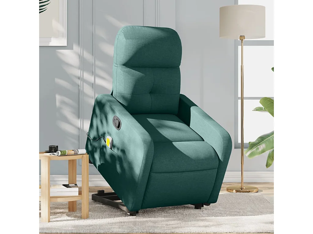 Silla de masaje reclinable de pie de tela verde oscura YOE80883