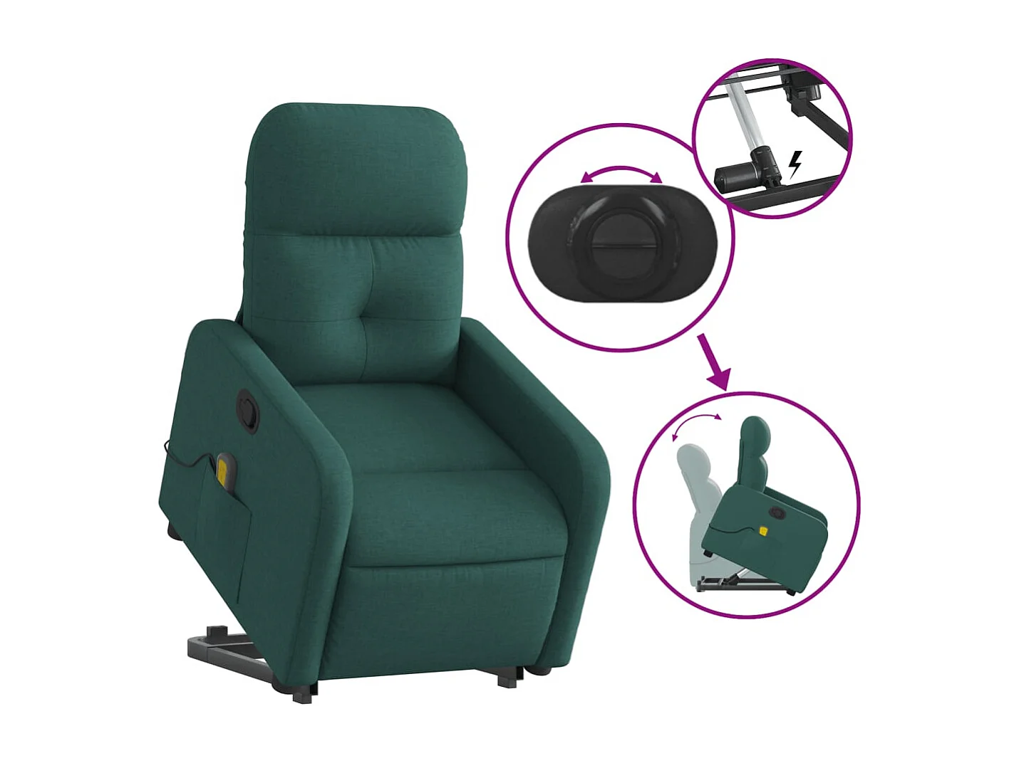 Silla de masaje reclinable de pie de tela verde oscura YOE80883