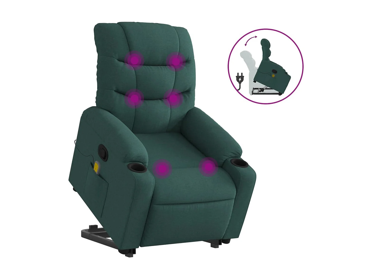 Fauteuil inclinable de massage Vert foncé Tissu REO88769