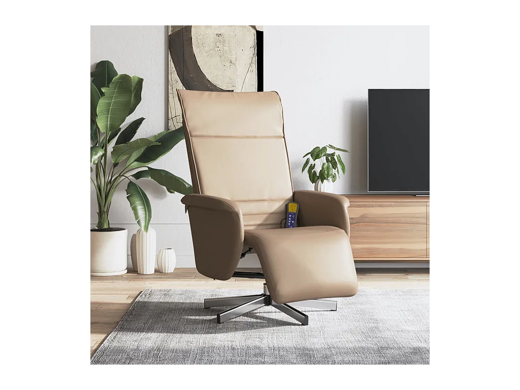 Fauteuil inclinable de massage repose-pieds cappuccino REO51387