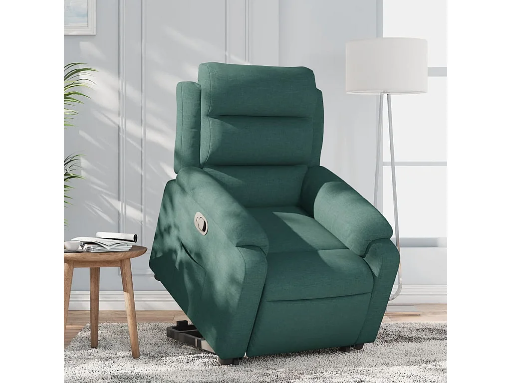 Sillón reclinable elevable tela verde oscuro YOE98341