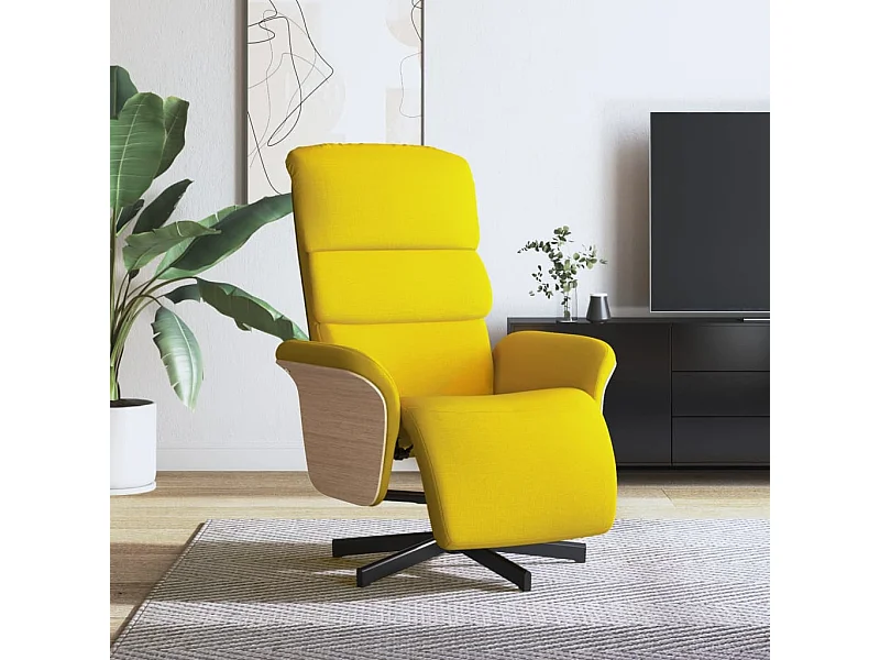 Fauteuil inclinable avec repose-pieds jaune clair tissu REO79949