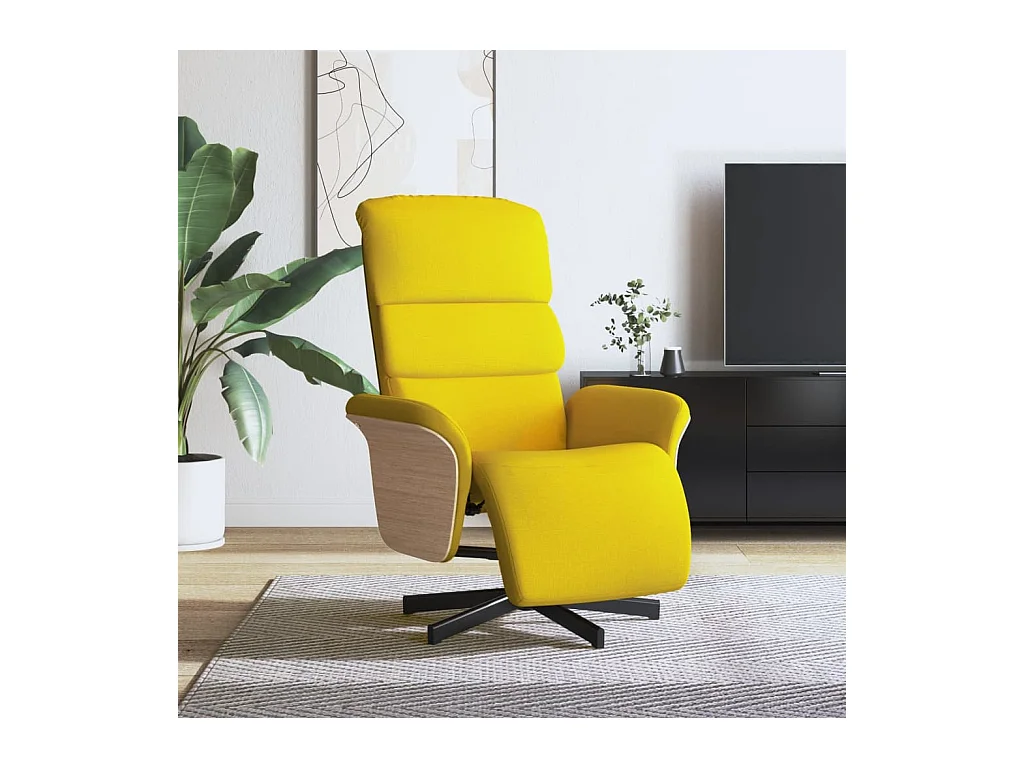 Fauteuil inclinable avec repose-pieds jaune clair tissu REO79949