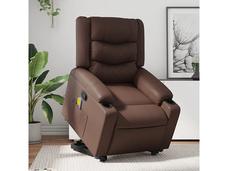 Fauteuil inclinable de massage Marron Similicuir REO81724