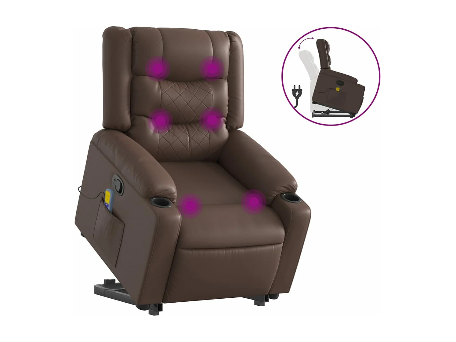 Fauteuil inclinable de massage Marron Similicuir REO81724