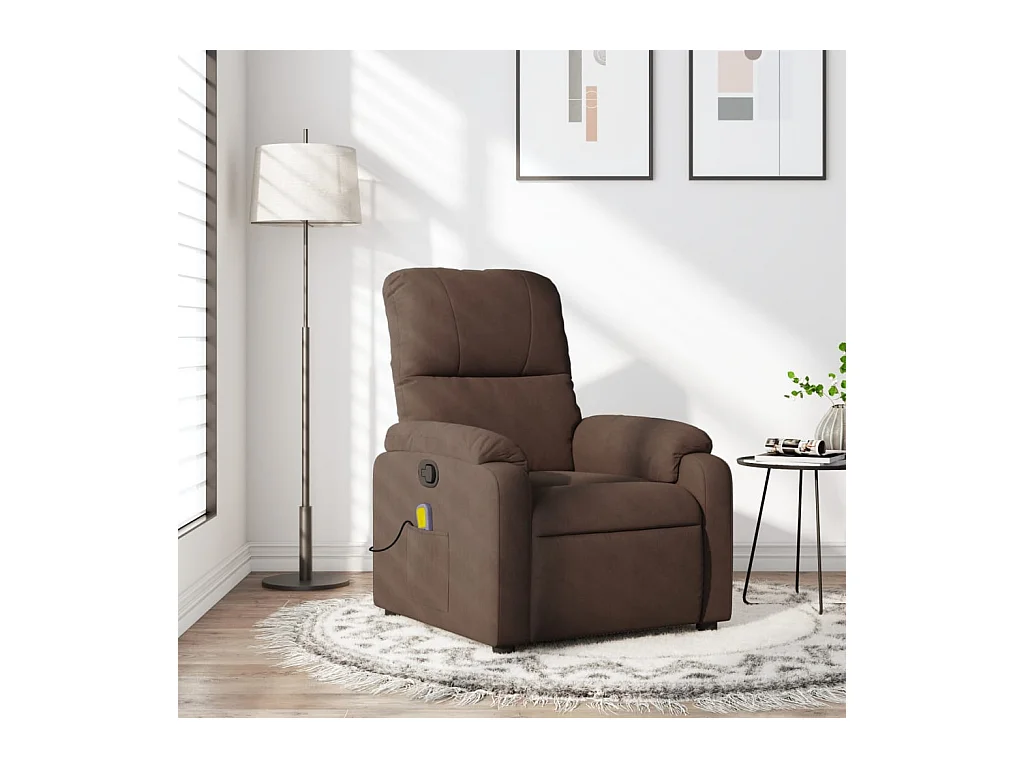 Fauteuil inclinable de massage marron tissu microfibre REO10069