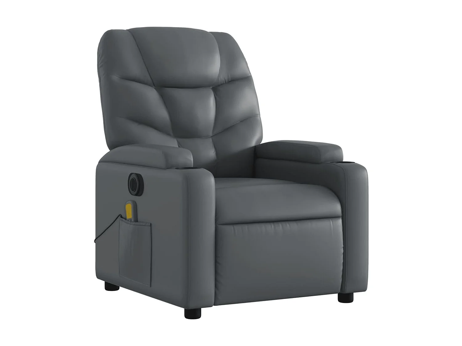 Sillón de masaje reclinable eléctrico cuero sintético gris YOE28781
