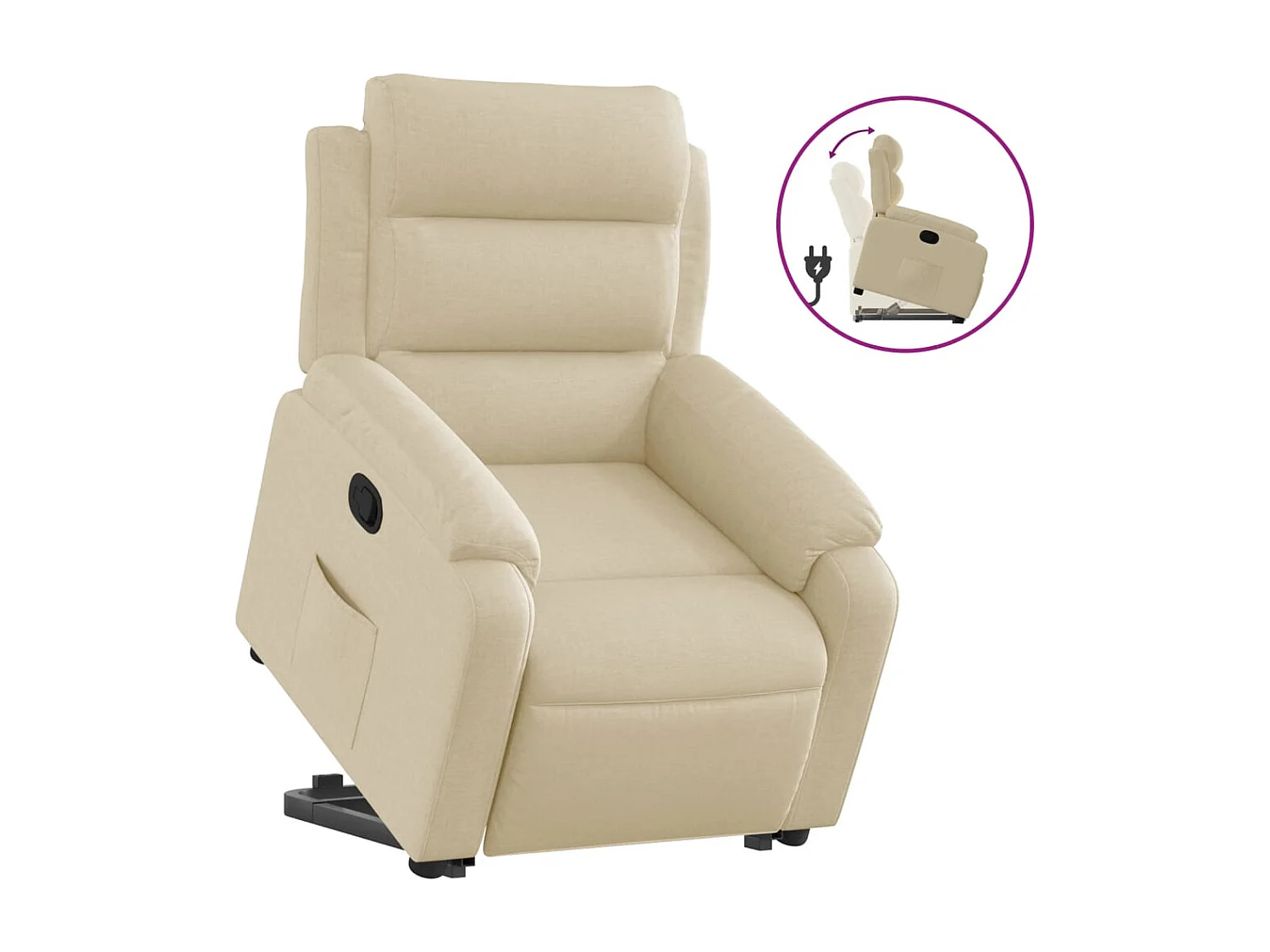 Sillón reclinable elevable de tela color crema YOE85151