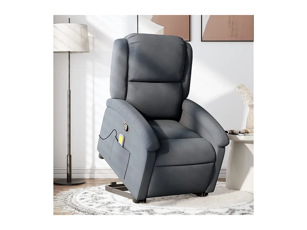Fauteuil de massage inclinable Gris foncé Velours REO60604