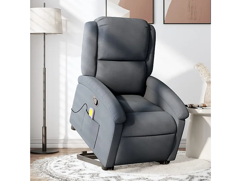 Fauteuil de massage inclinable Gris foncé Velours REO60604