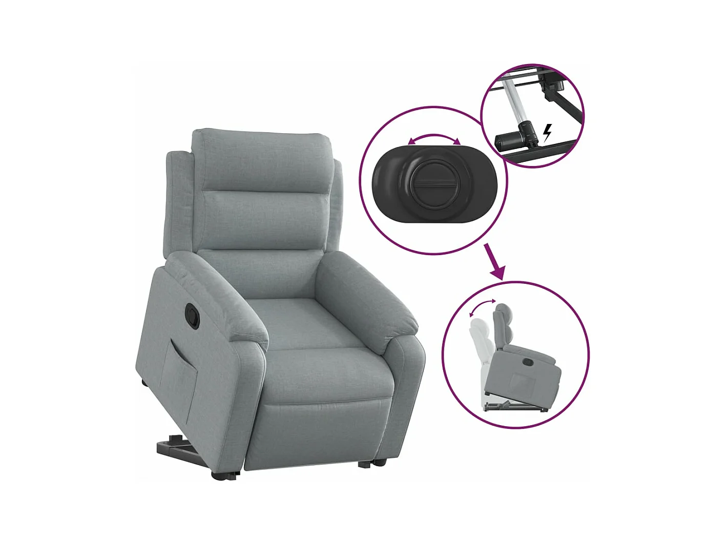 Fauteuil inclinable Gris clair Tissu REO98167