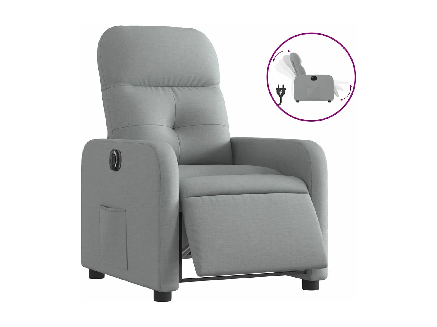 Fauteuil inclinable électrique Gris clair Tissu REO59546