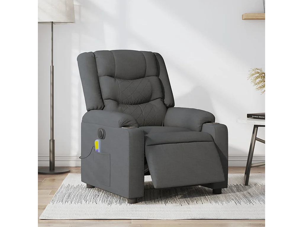 Sillón reclinable de masaje eléctrico tela gris oscuro YOE42596