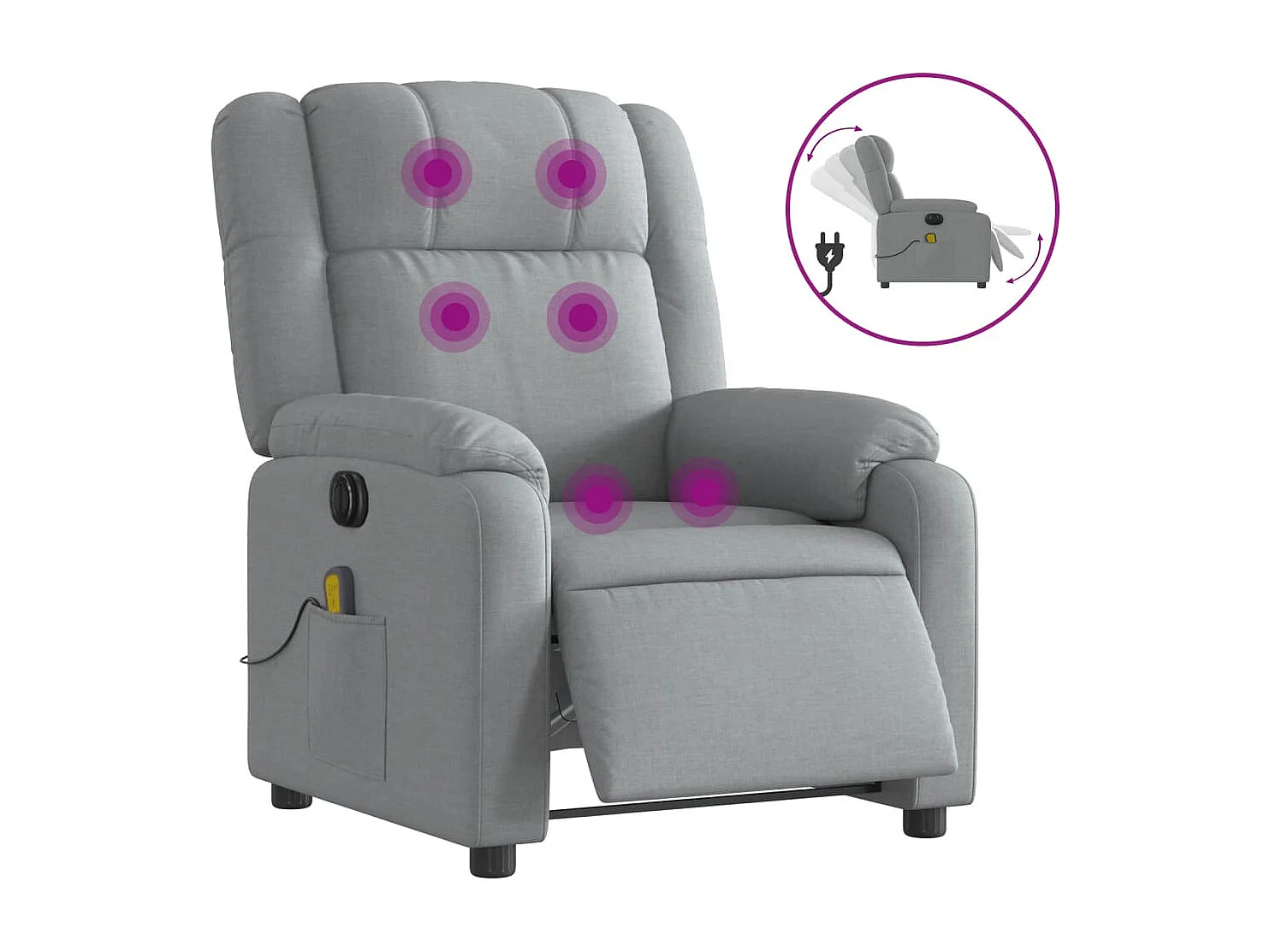 Sillón reclinable de masaje eléctrico tela gris claro YOE57890