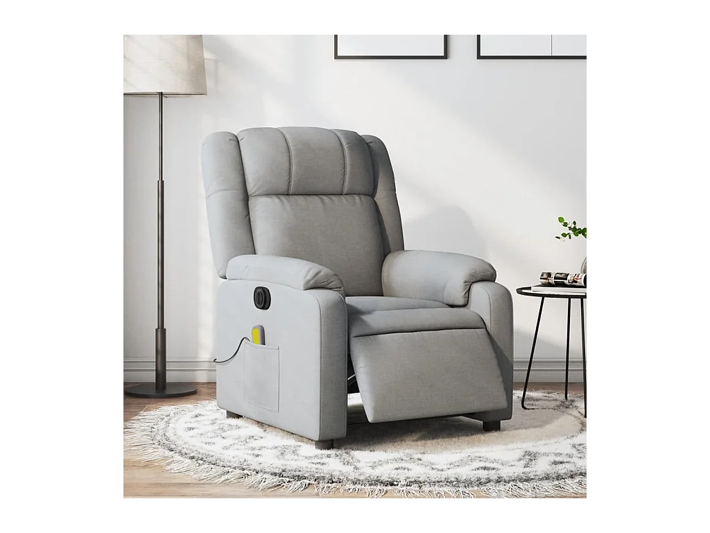 Fauteuil de massage inclinable électrique gris clair tissu REO84721