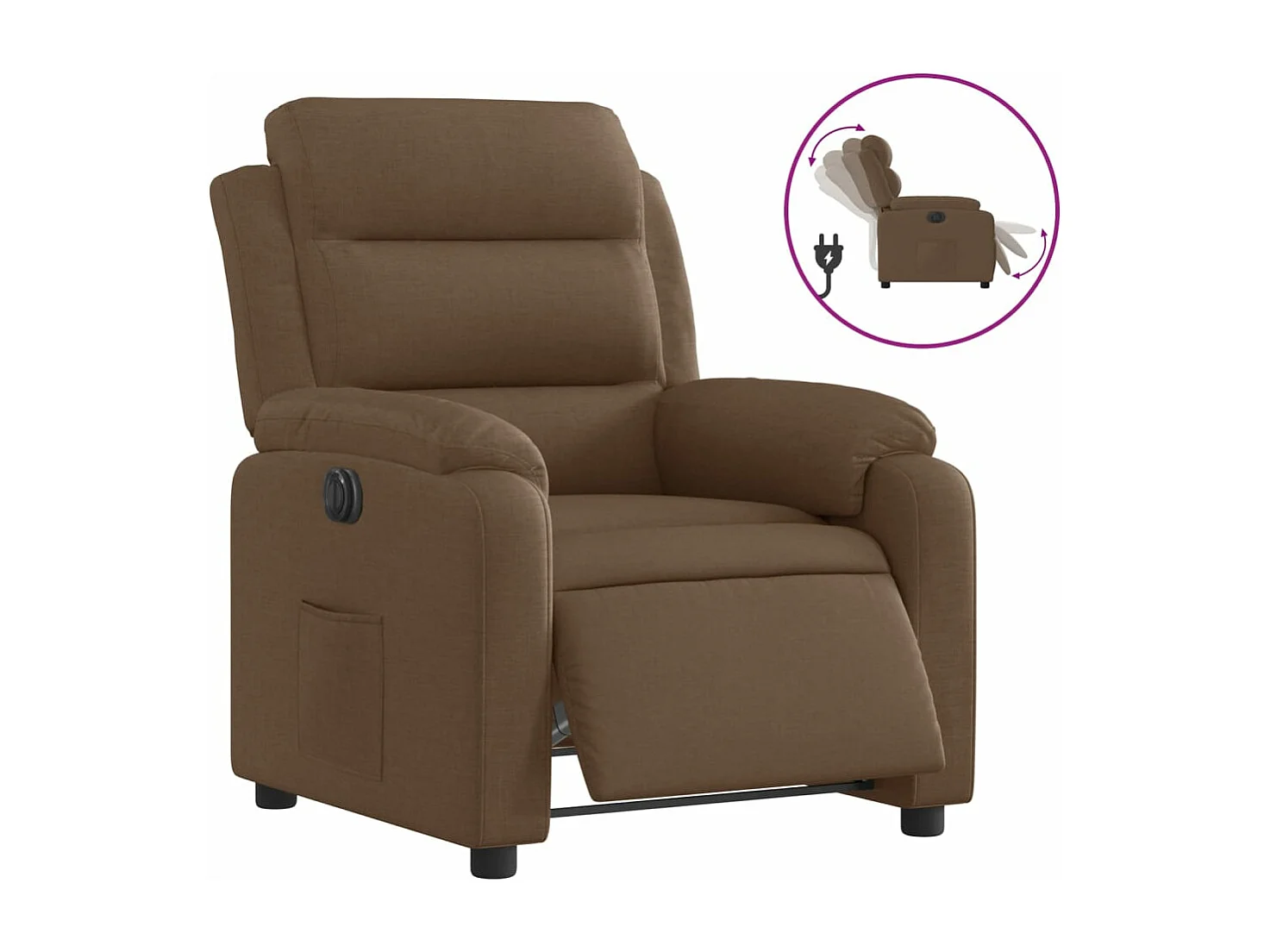 Sillón reclinable eléctrico de tela marrón YOE60355