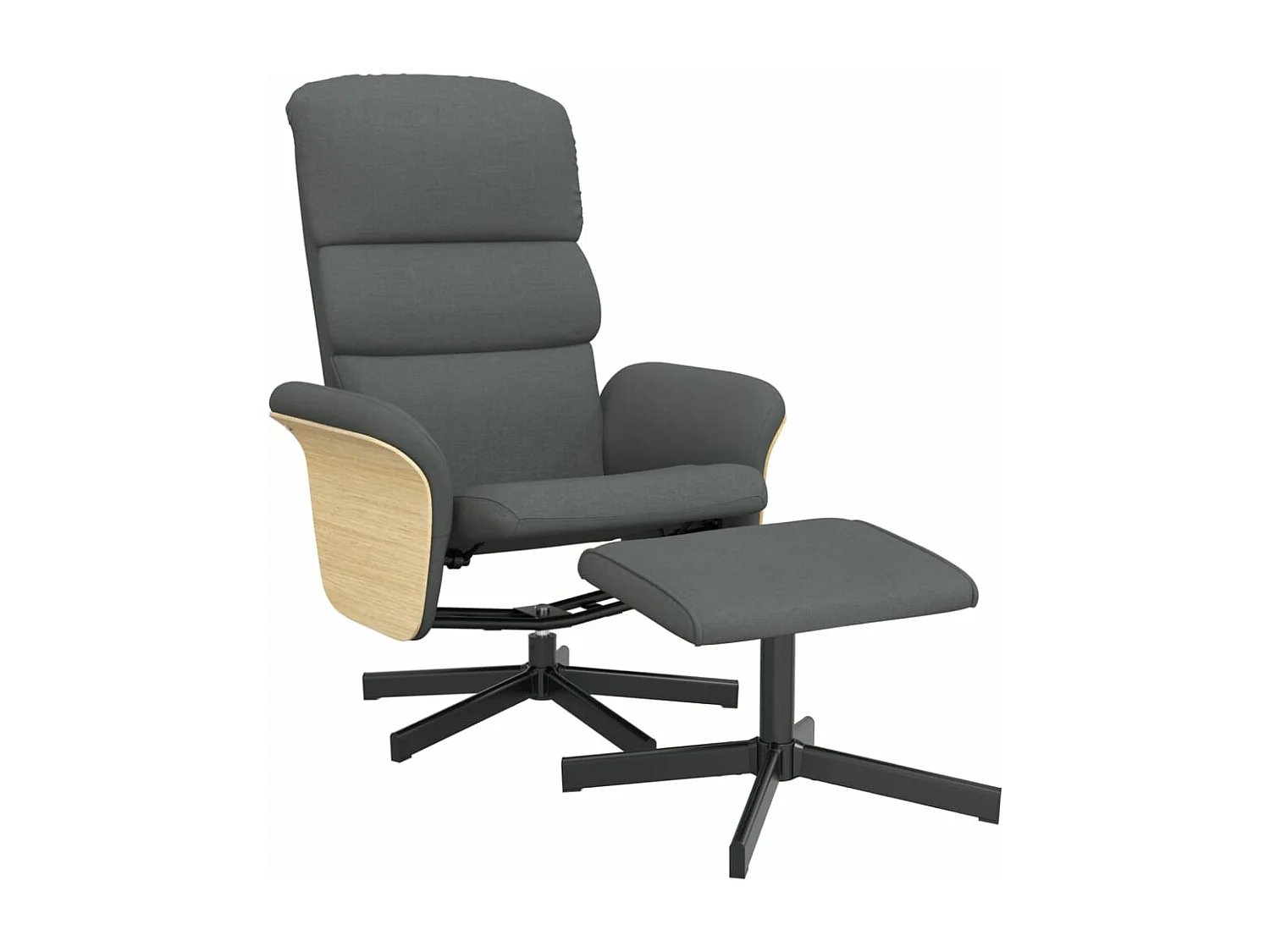 Fauteuil verstelbaar met voetenbank stof donkergrijs NL725537