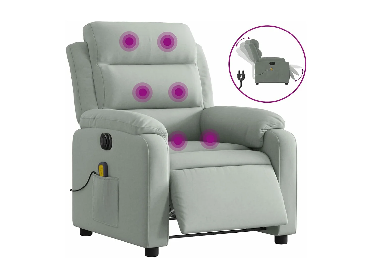 Sillón reclinable de masaje eléctrico terciopelo gris claro YOE85348