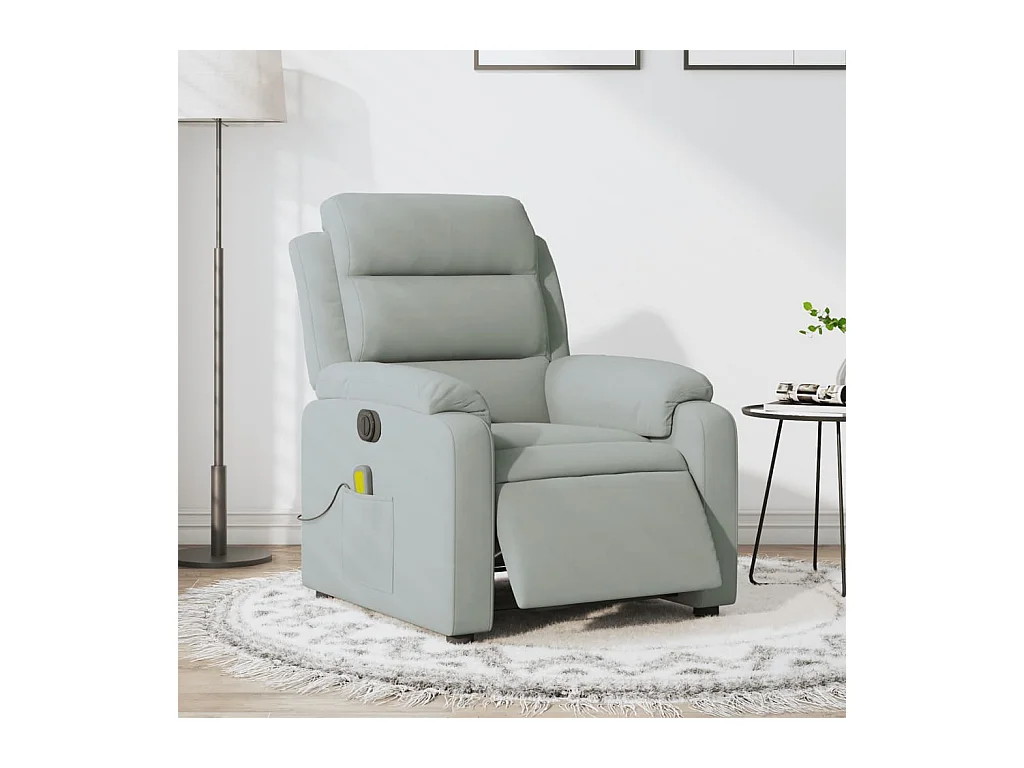 Fauteuil inclinable électrique de massage gris clair velours REO59673