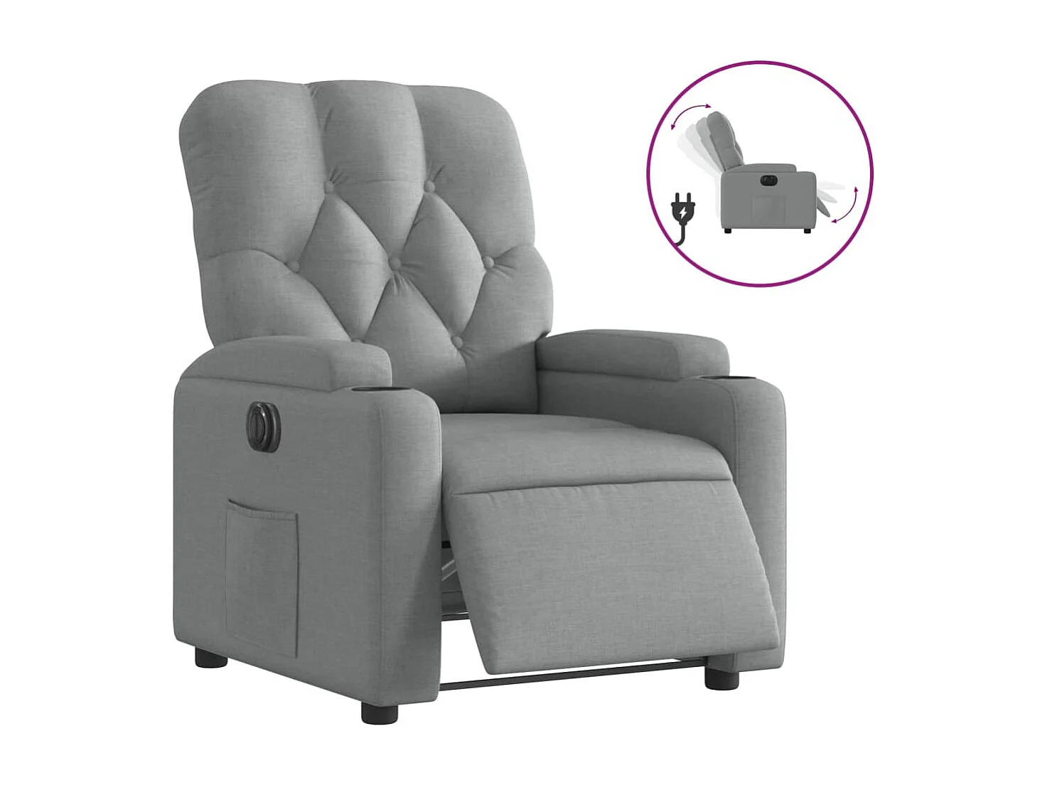 Fauteuil inclinable électrique Gris clair Tissu REO97822