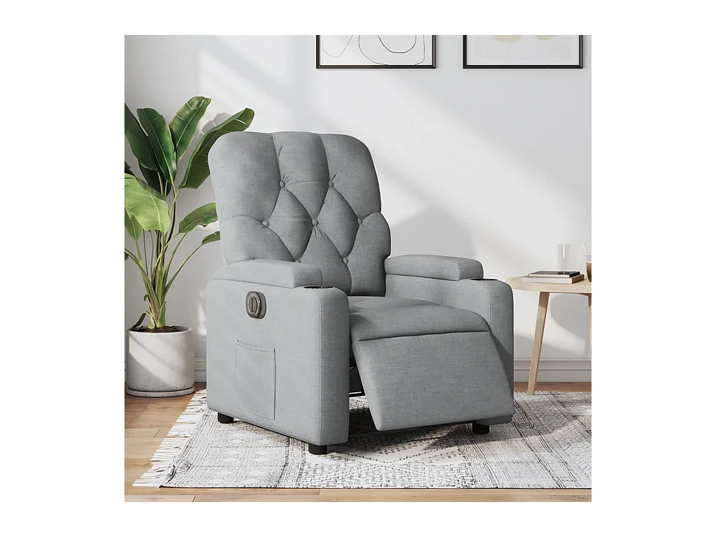 Fauteuil inclinable électrique Gris clair Tissu REO97822