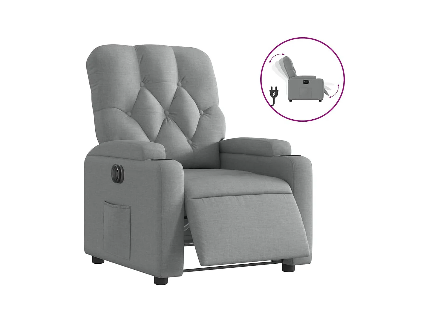 Relaxsessel Elektrisch | Fernsehsessel Hellgrau Stoff -gkd659930