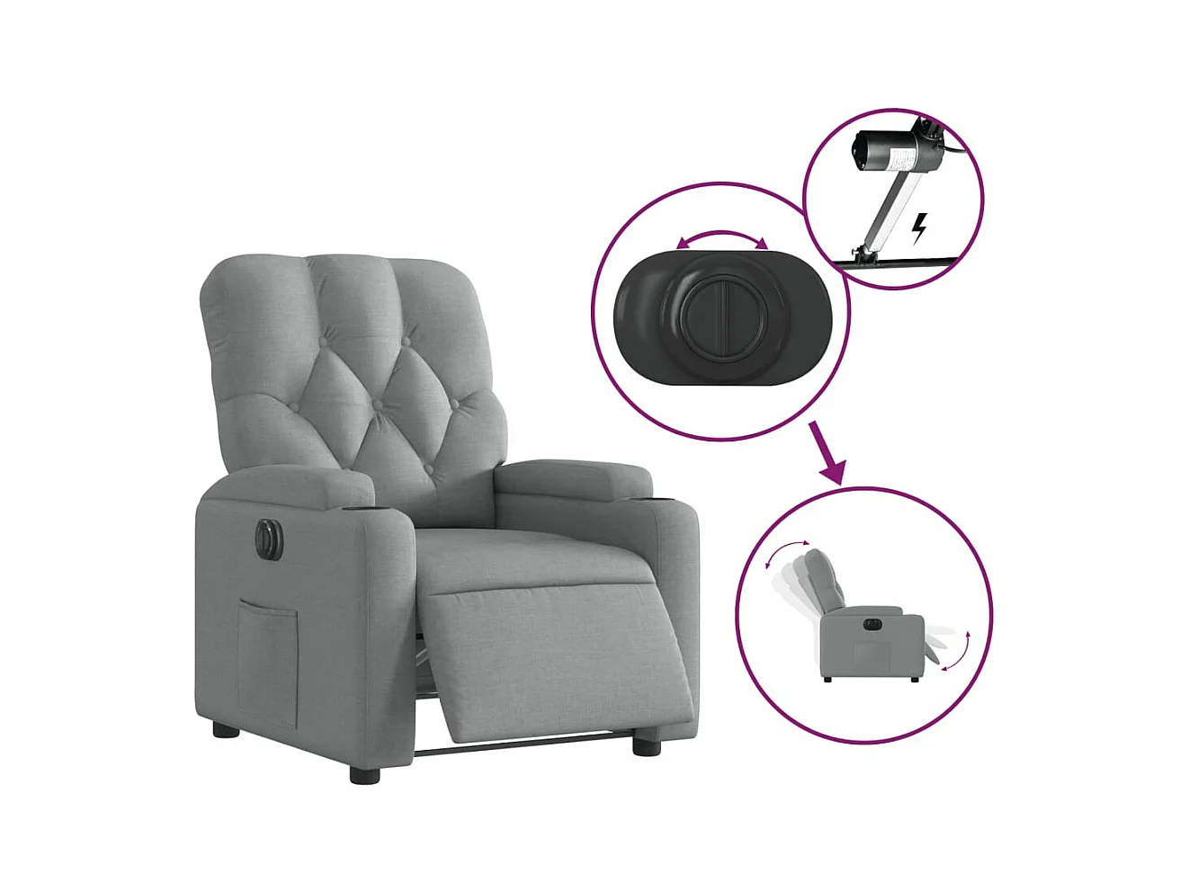 Relaxsessel Elektrisch | Fernsehsessel Hellgrau Stoff -gkd659930