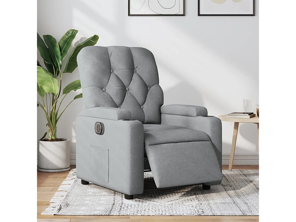 Fauteuil inclinable électrique Gris clair Tissu REO97822
