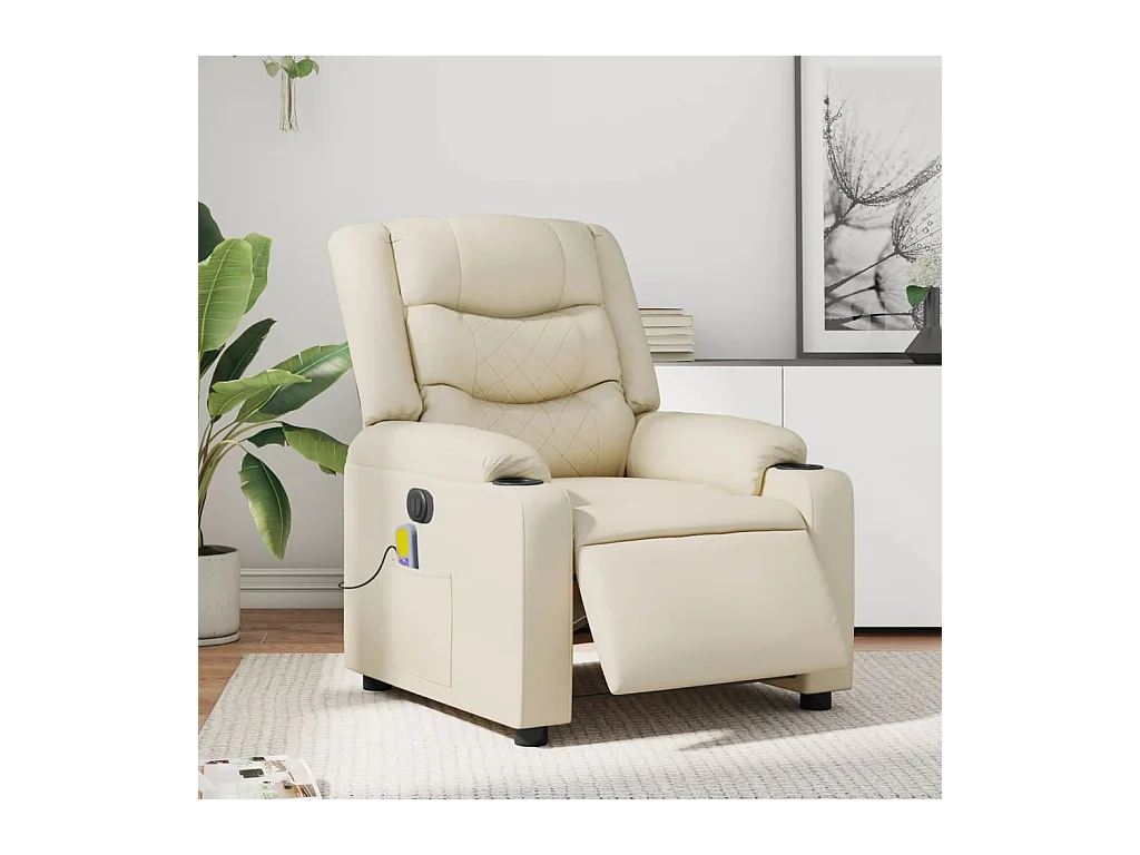 Fauteuil de massage inclinable électrique crème similicuir REO10780