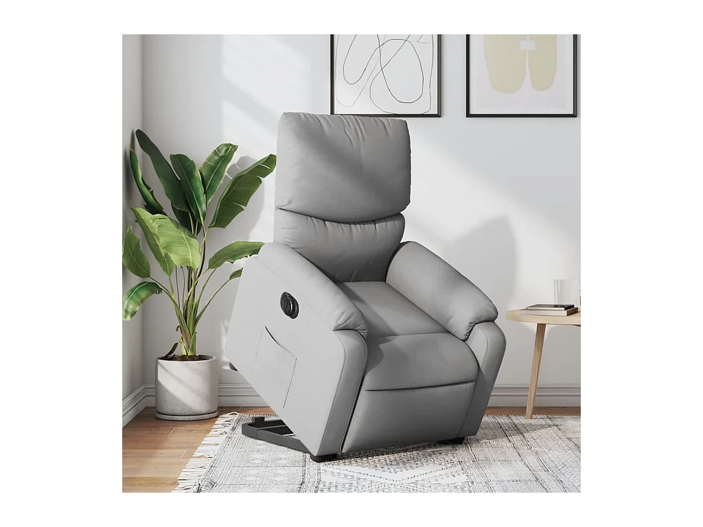 Fauteuil inclinable électrique gris clair tissu REO88361