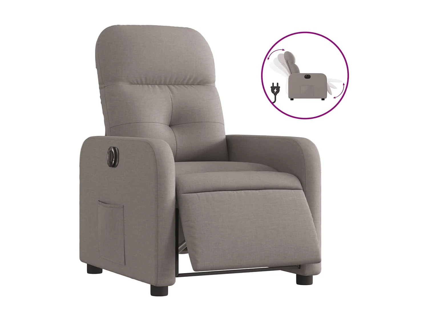 Fauteuil inclinable électrique Taupe Tissu REO93664