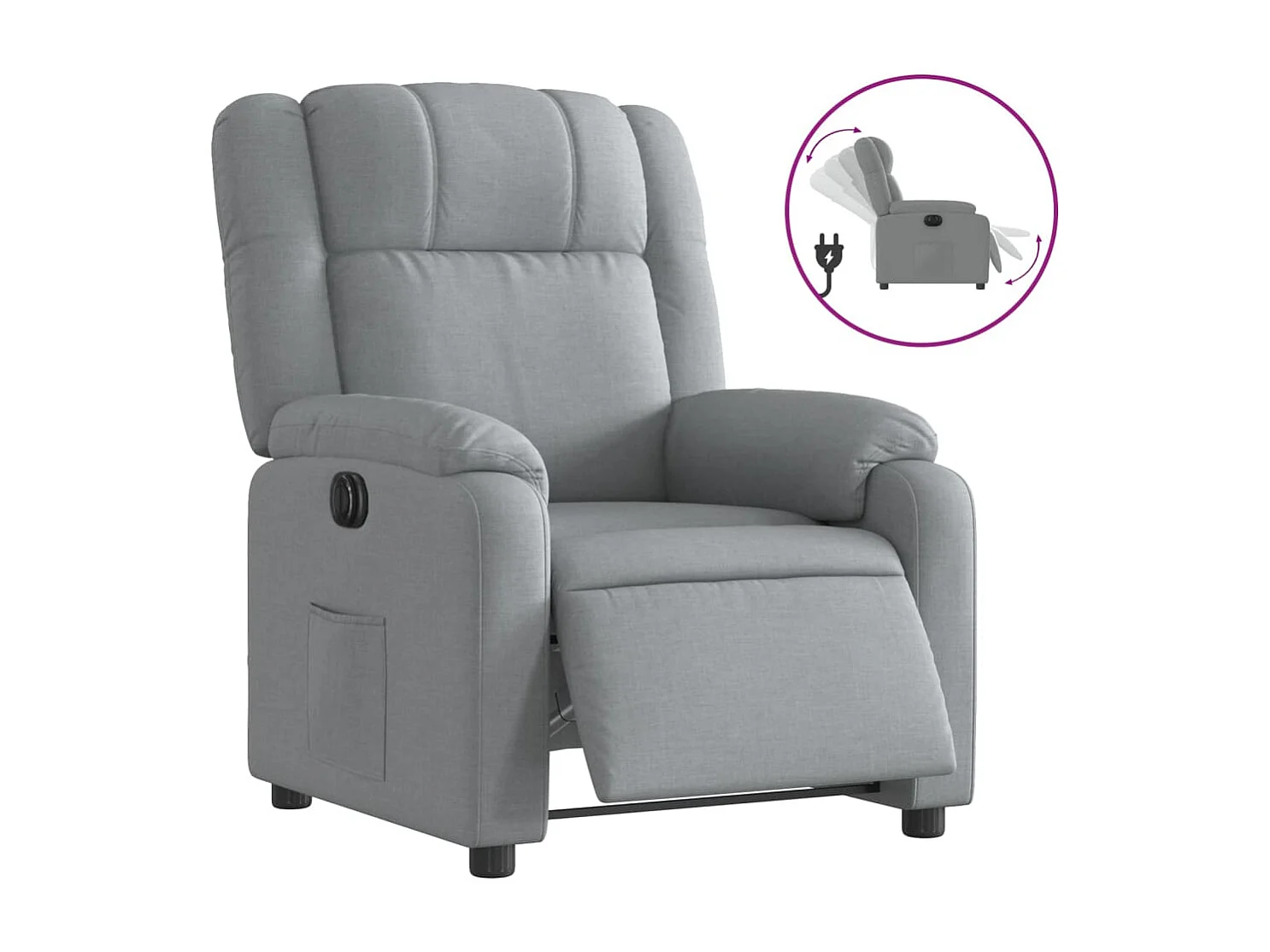 Fauteuil inclinable électrique Gris clair Tissu REO51529