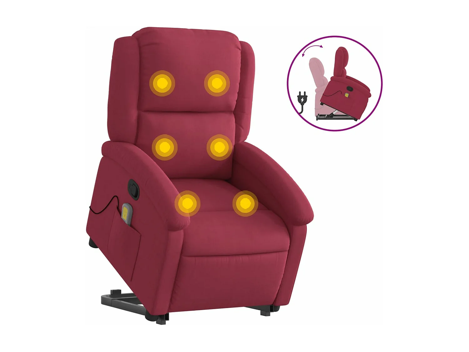 Fauteuil de massage inclinable Rouge bordeaux Velours REO97622