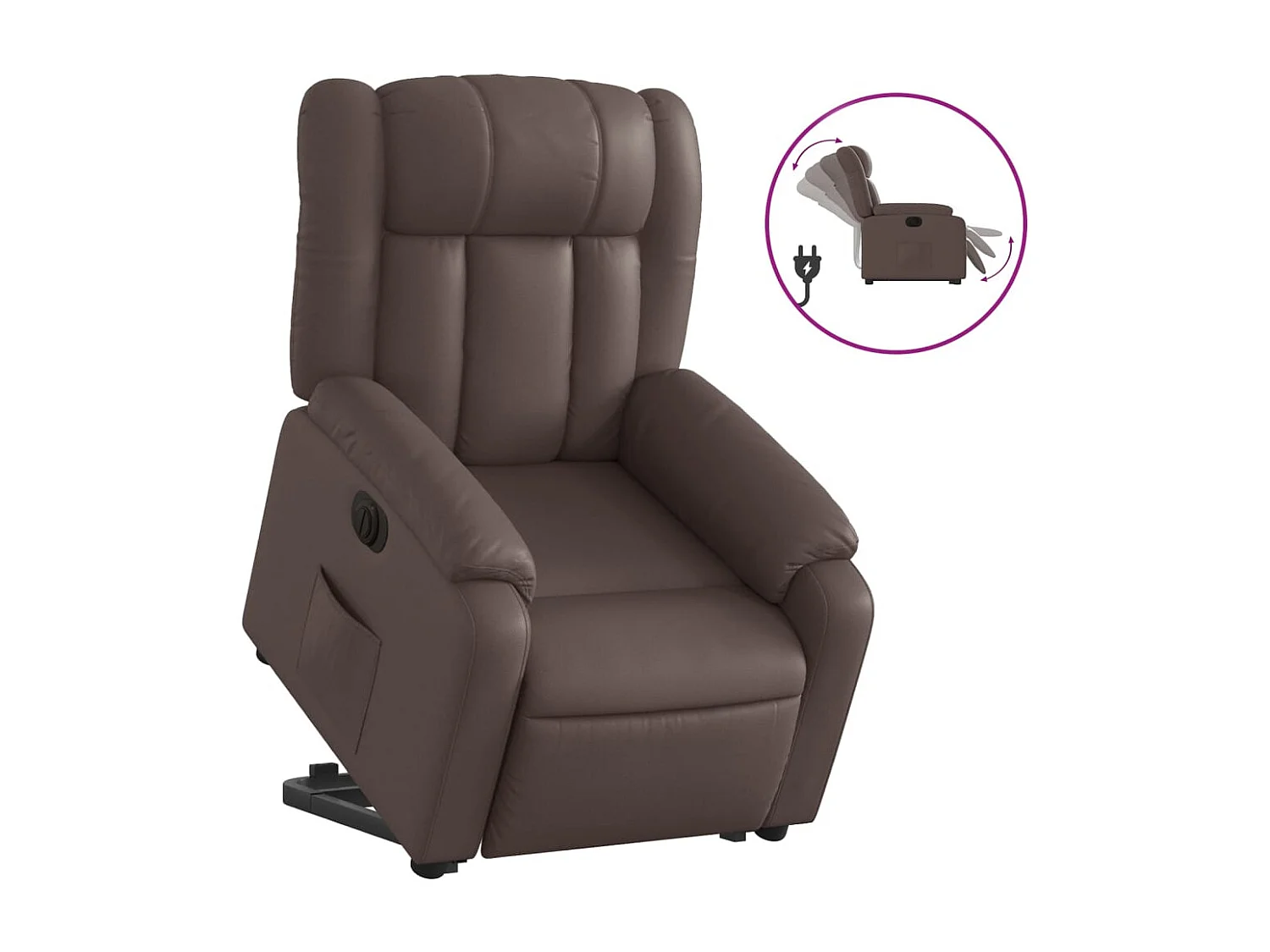 Fauteuil inclinable électrique marron similicuir REO91355