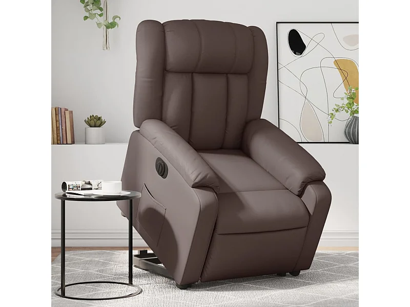 Fauteuil inclinable électrique marron similicuir REO91355