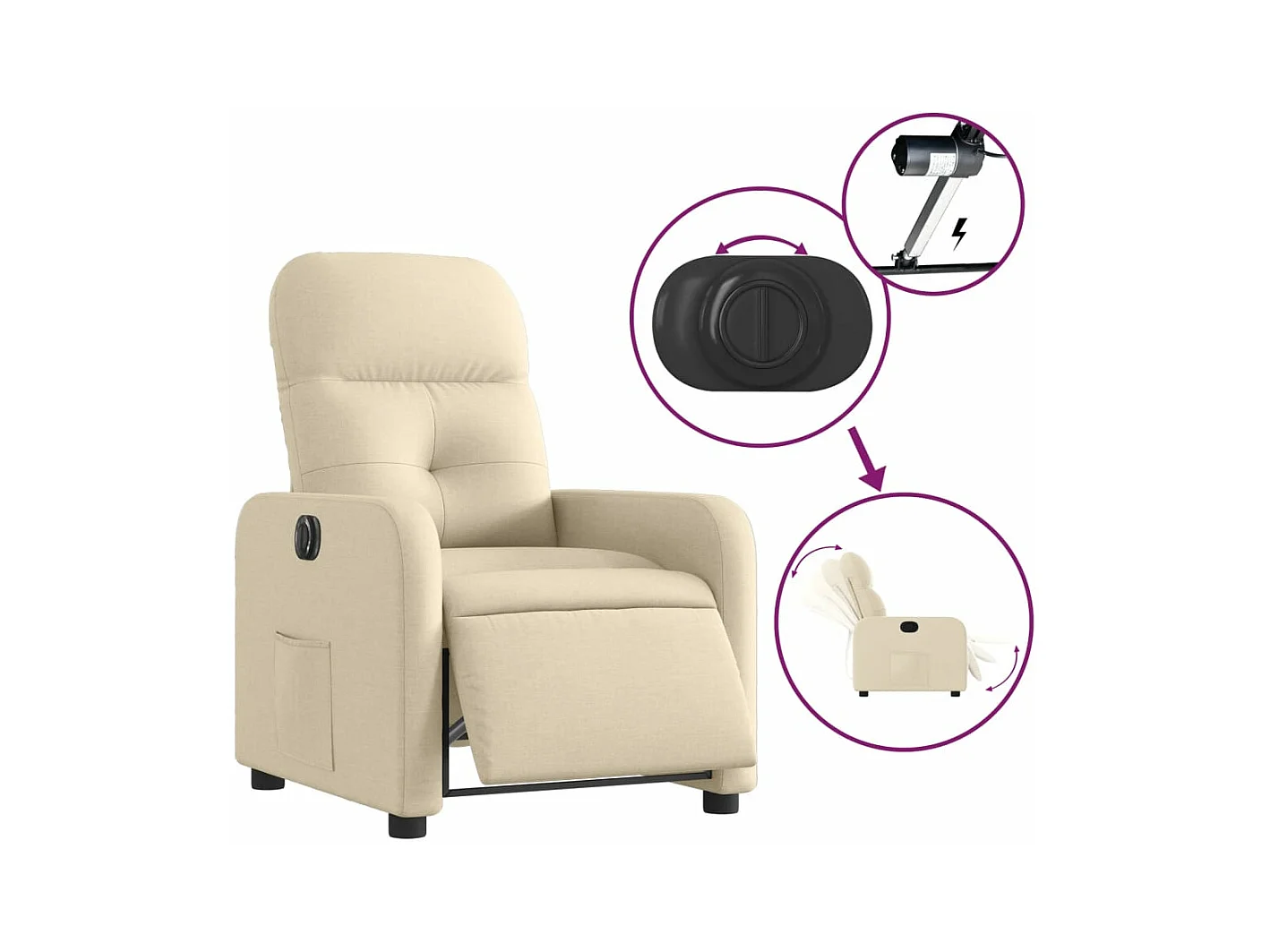 Relaxsessel Elektrisch | Fernsehsessel Creme Stoff -gkd650336