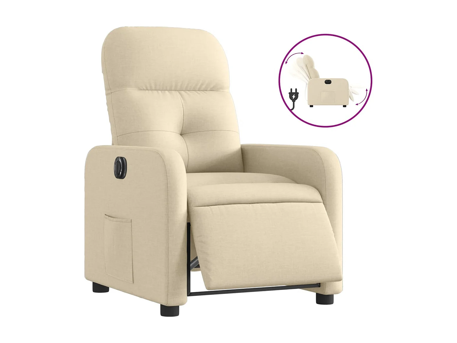 Sillón reclinable eléctrico de tela crema YOE33897