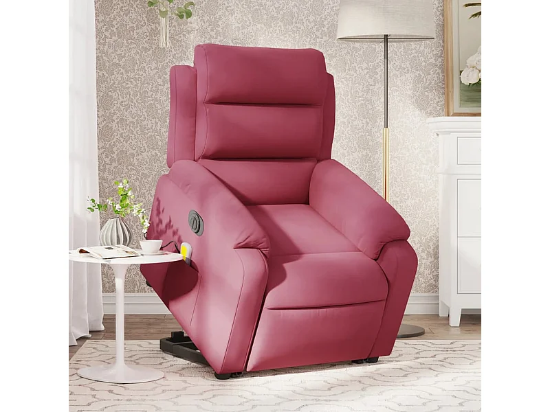 Fauteuil inclinable de massage électrique rouge bordeaux REO77009