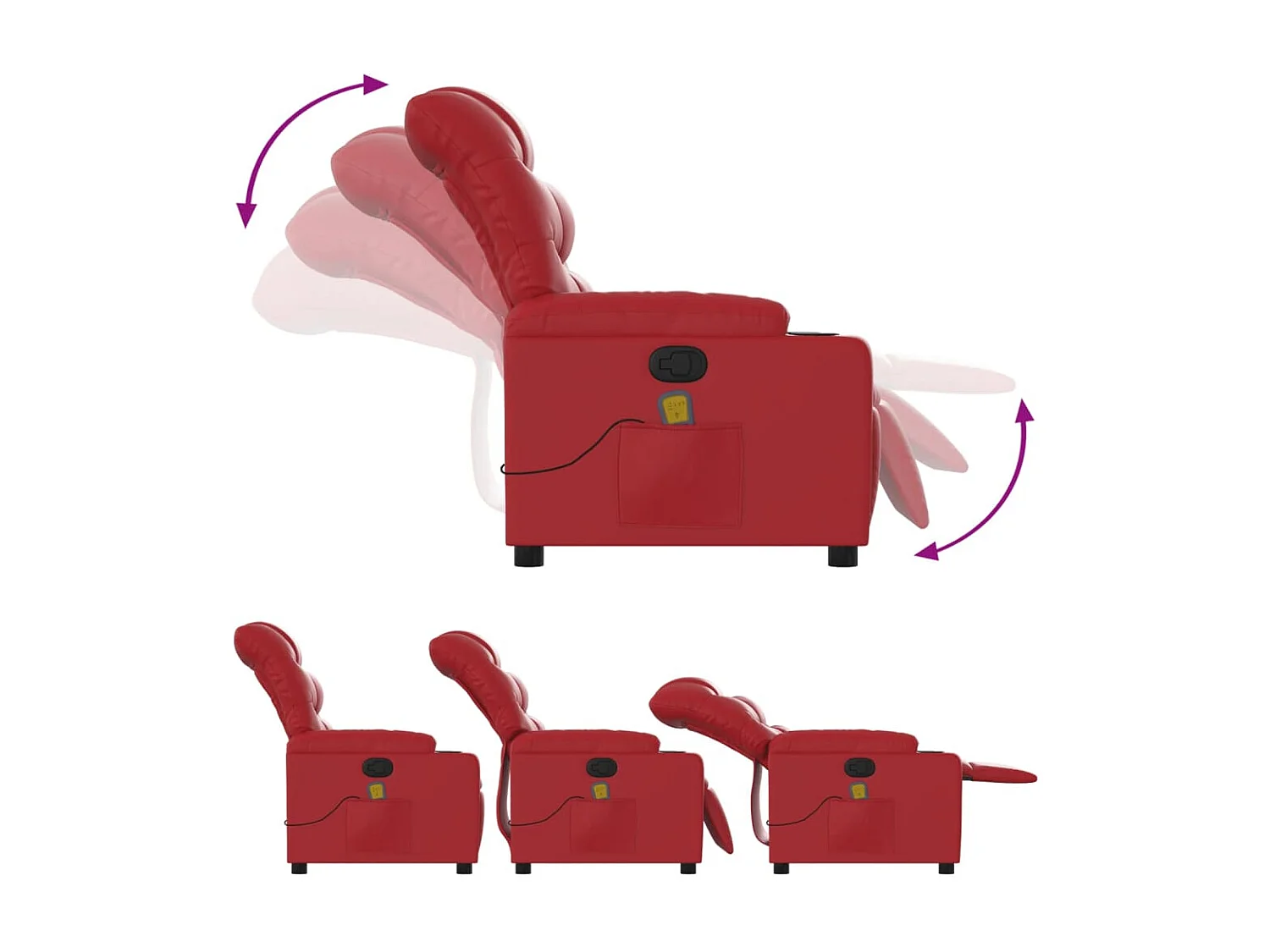 Fauteuil de massage inclinable rouge similicuir REO72246