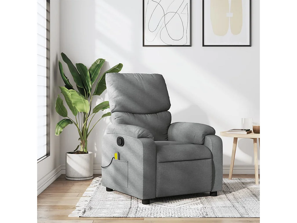 Fauteuil de massage inclinable Gris clair Tissu REO96155