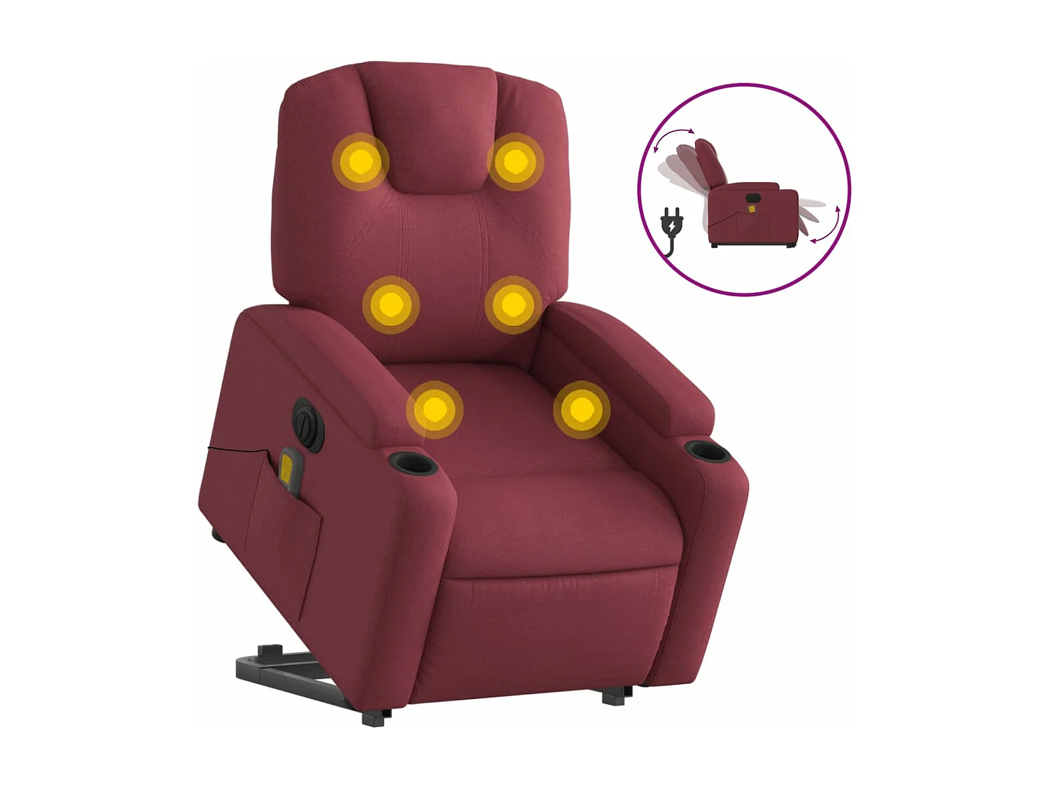 Sillón de masaje elevable eléctrico tela rojo tinto YOE85644