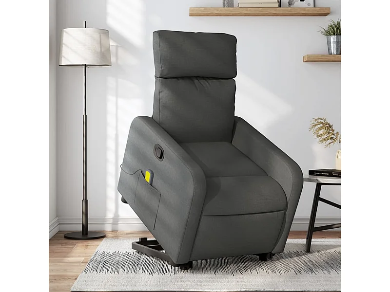 Fauteuil de massage inclinable Gris foncé Tissu REO73918