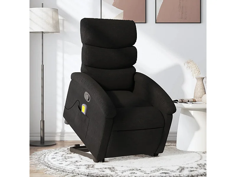 Sillón reclinable de masaje elevable tela negro YOE75736