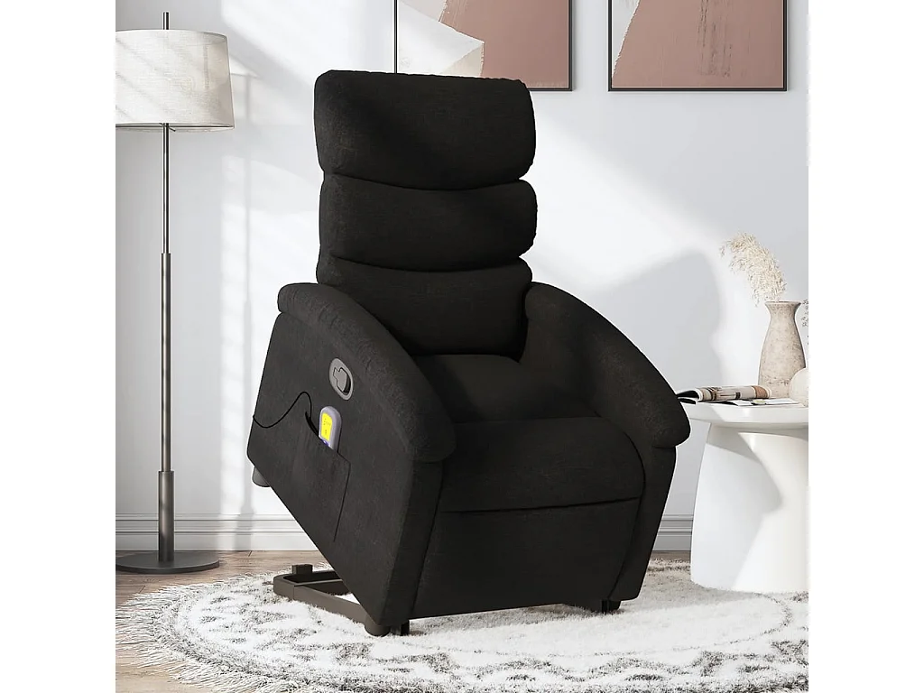 Sillón reclinable de masaje elevable tela negro YOE75736