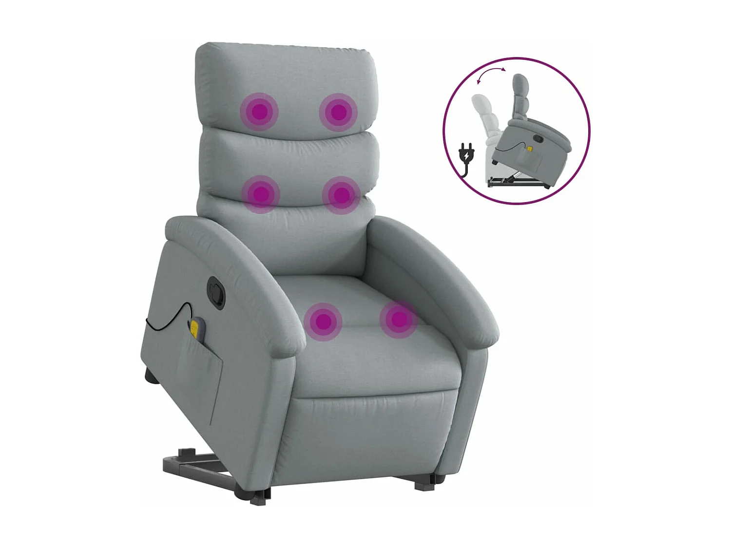 Fauteuil de massage inclinable Gris clair Tissu REO37916