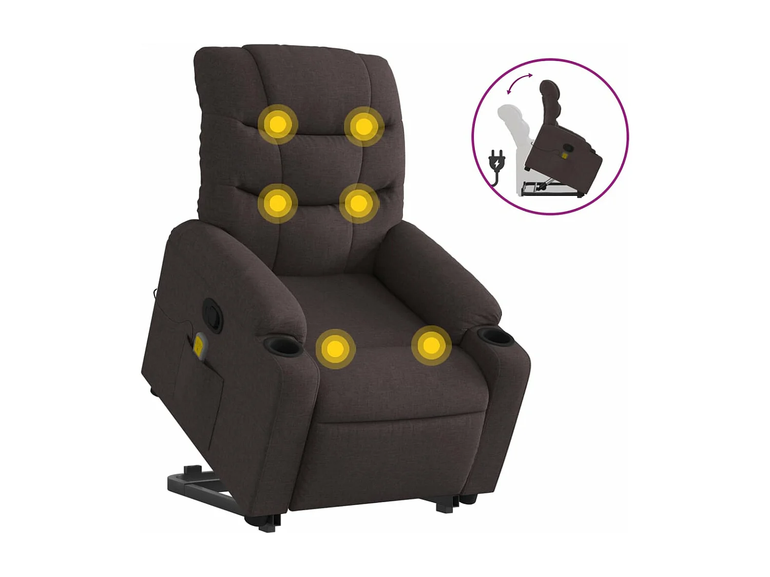 Silla de masaje reclinable de pie de tela marrón oscuro YOE96072