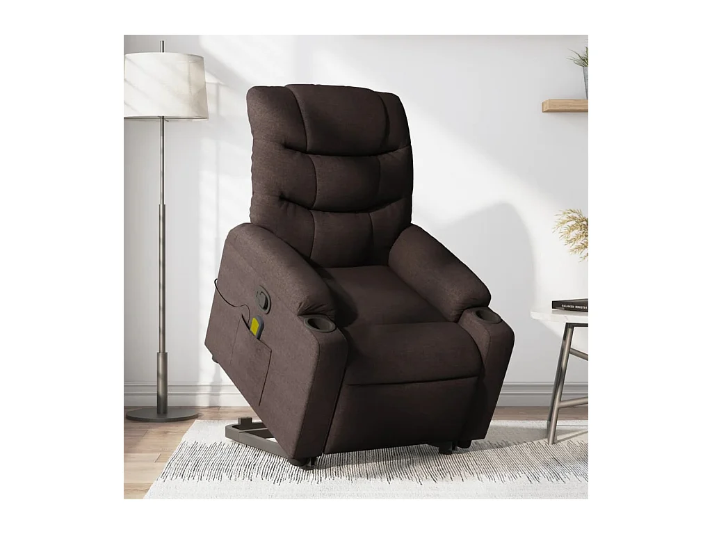 Fauteuil inclinable de massage Marron foncé Tissu REO95572