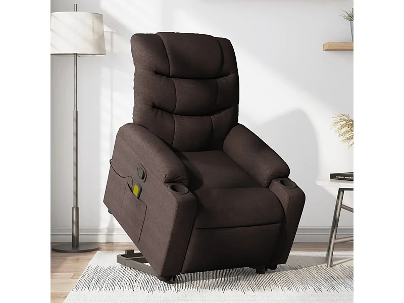 Fauteuil inclinable de massage Marron foncé Tissu REO95572