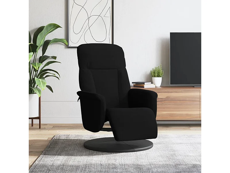 Fauteuil inclinable avec repose-pied noir velours REO72673